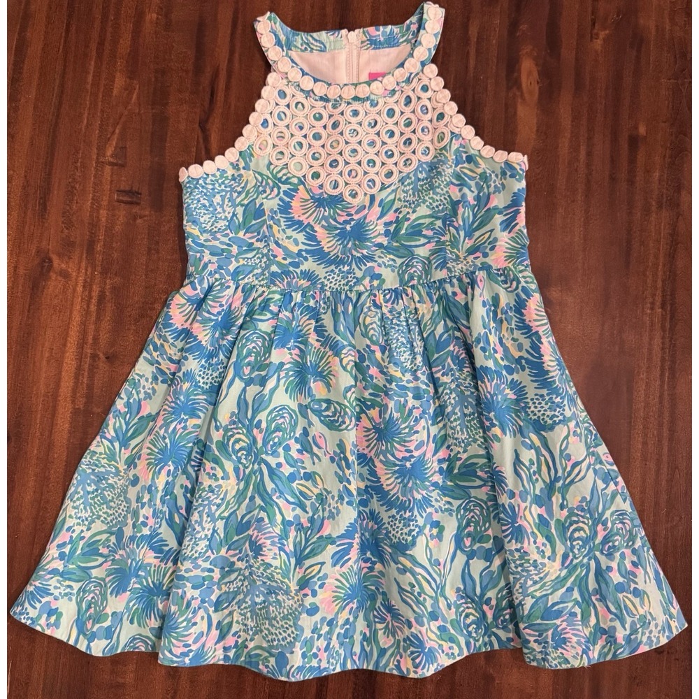 Lilly Pulitzer Girls Kinley Dress "Coral Of The Story" Size 5
